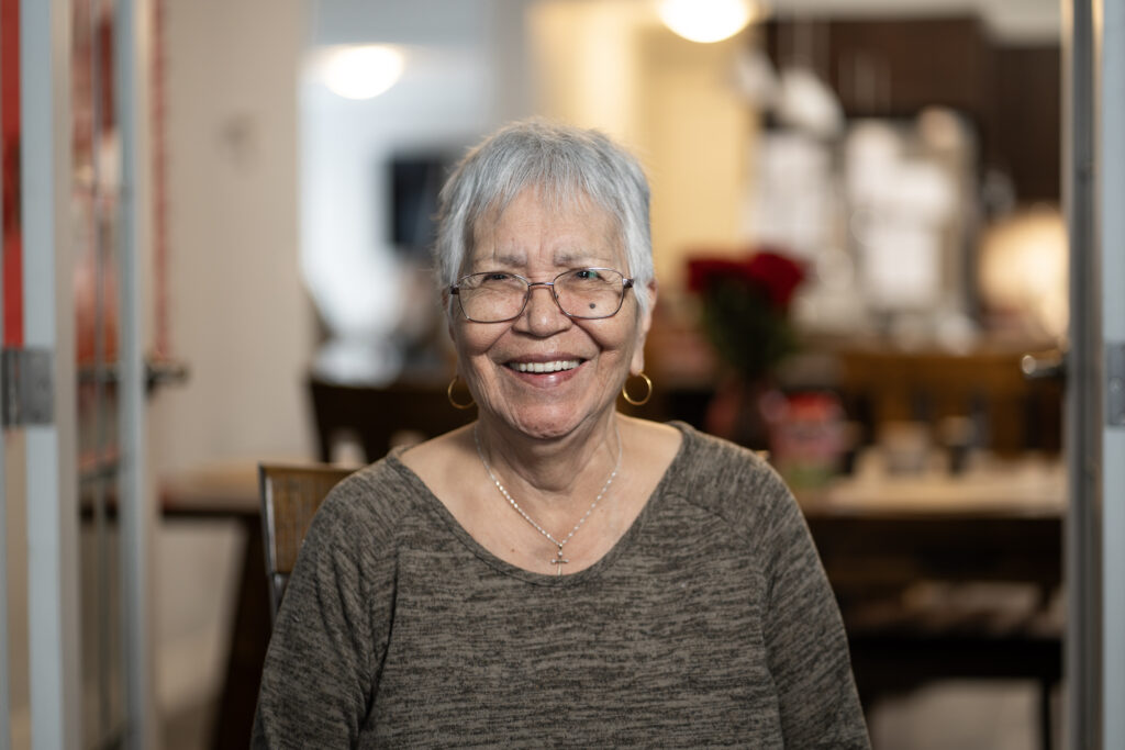 Elder at New Aiyansh Elders Centre, supported by NRT’s Elder Grant to promote connection, culture, and joy